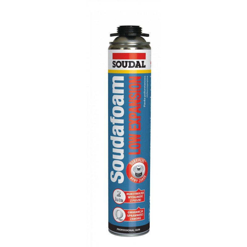 SOUDAL Pistoletowa piana montażowo-uszczelniająca o najwyższych parametrach izolacyjnych Soudafoam Low Expansion Gun (750 ml)