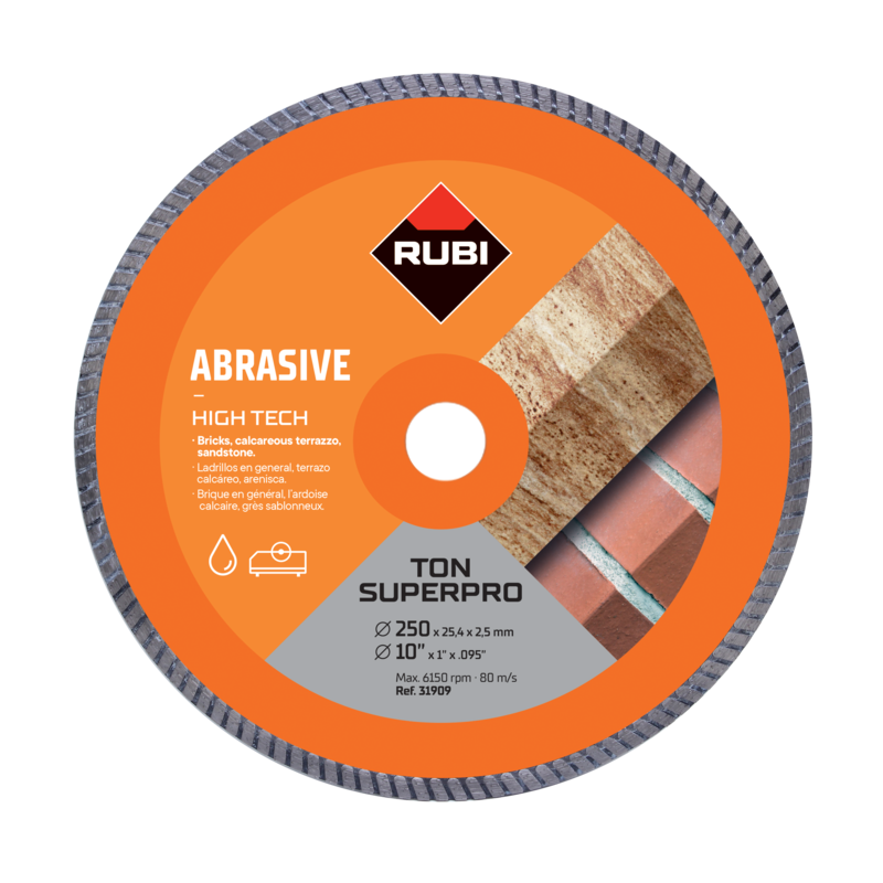 Tarcza diamentowa do materiałów ściernych, obrzeże TURBO TON 250 SUPERPRO