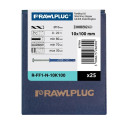 RAWLPLUG Kołek ramowy z kołnierzem z ocynkowanym wkrętem z łbem heksagonalnym R-FF1 10x100  mm - opakowanie kartonowe - 25 szt.