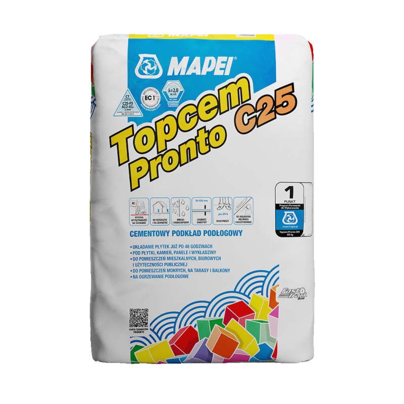 MAPEI Cementowy podkład podłogowy o wysokim współczynniku przewodzenia ciepła Topcem Pronto C25 (25 kg)