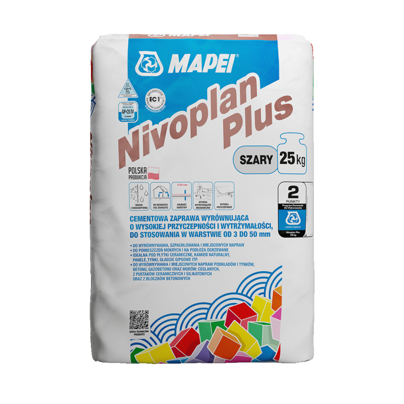 MAPEI Cementowa zaprawa wyrównująca szary NIVOPLAN PLUS 25 kg