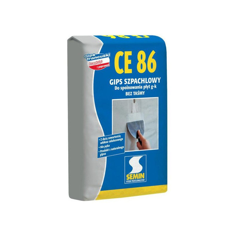 SEMIN Gips szpachlowy do łączenia płyt g-k, bez konieczności użycia taśmy zbrojącej CE 86 (5 kg)